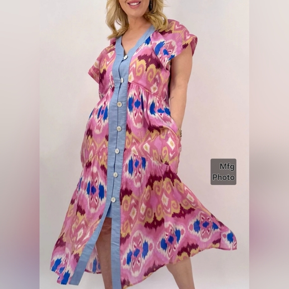 THML Dresses & Skirts - THML Flutter Sleeve Abstract Maxi Dress, Womens Small